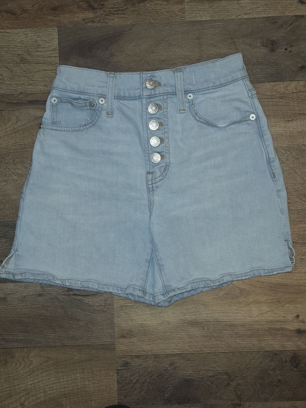 Madewell "The Perfect Mid-Length Jean Short" Light Wash Button Fly - Size 23